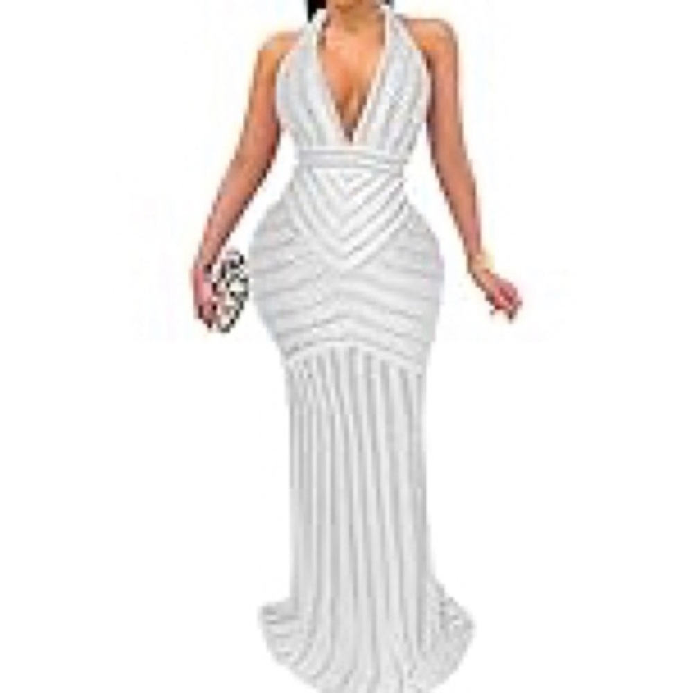White rhinestone maxi gown